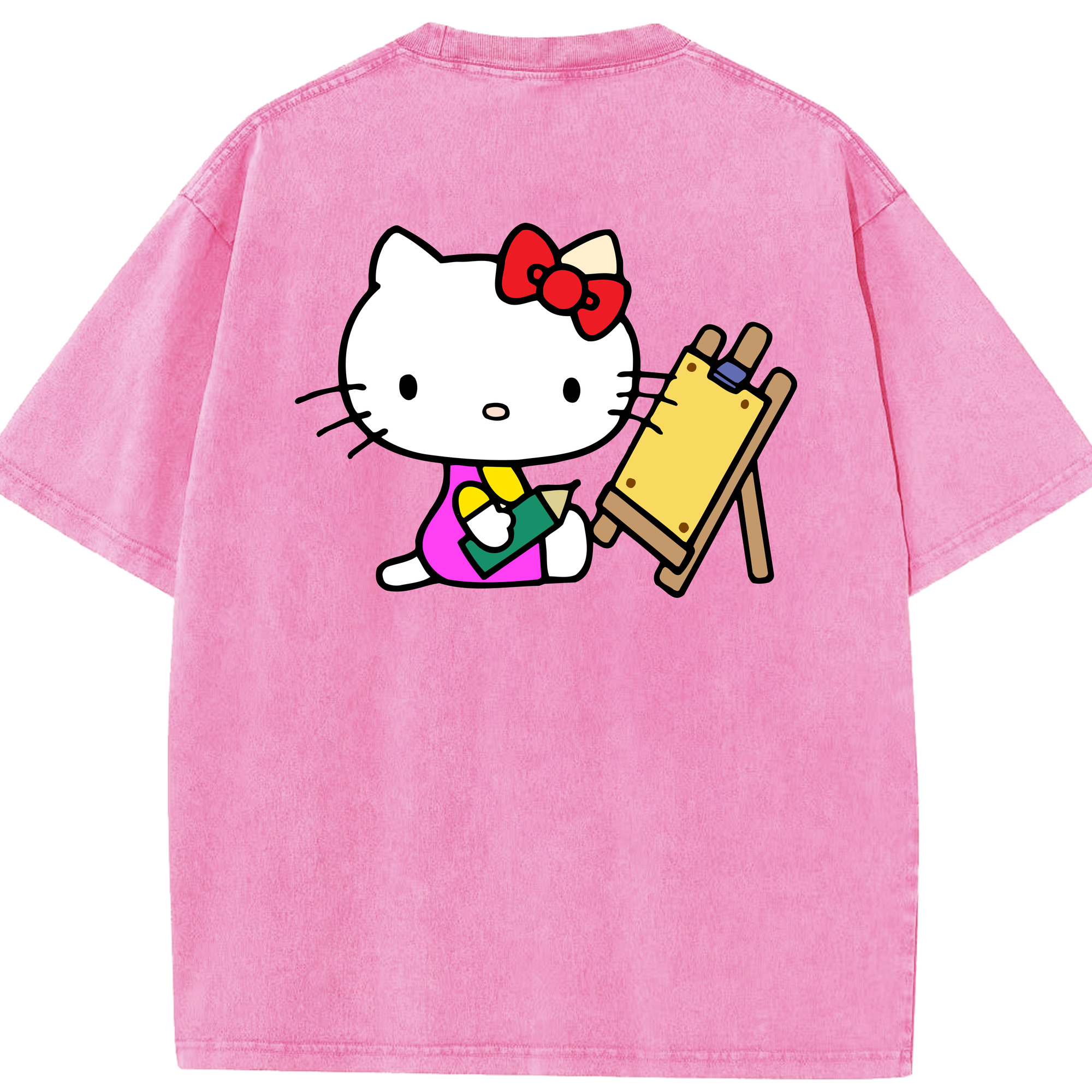 （画像用） Hello Kitty ハローキティ 綿100% ヴィンテージ風 半袖Tシャツ（背面プリント）